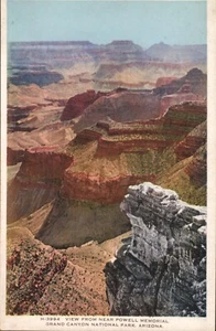 View From Near Powell Memorial, Grand Canyon, AZ Fred Harvey Phostint Postcard - Picture 1 of 2