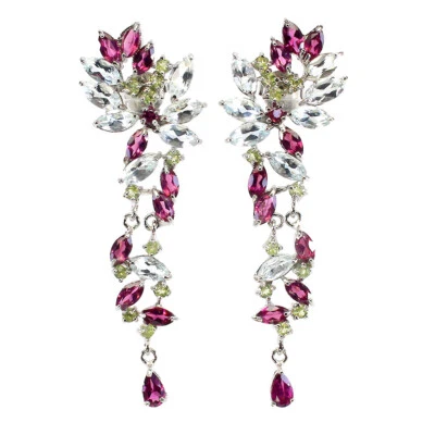 Sommer 925 Silber Ohrringe Aquamarin Peridot Rhodolith Edelstein Schmuck - Bild 1 von 4