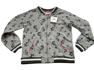 Hanna Anderson Size 150 Gray Floral Print Zip Up Kids Girls  Jacket NWT - Picture 1 of 4