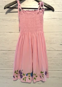 Handmade Girls size 10 Pink Short Tank Dress w Smocking swim cover - Picture 1 of 7