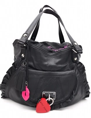 Bolso de hombro Betsey Johnson NUEVO con labios bloqueados negro Foto 1 de 4