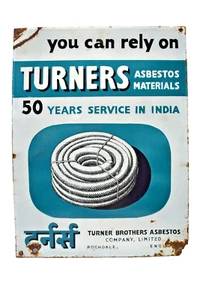 Vintage Porcelain Enamel Sign Board Turners Asbestos Materials Rochdale England - Picture 1 of 4