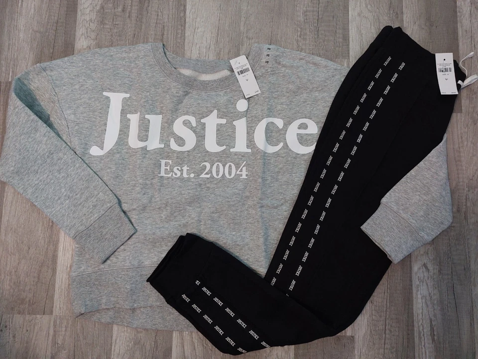 Nuevo con etiquetas Conjunto Justice Girls Logo Sudadera/Logo Cinta Joggers Talla 10 (100) Foto 1 de 1