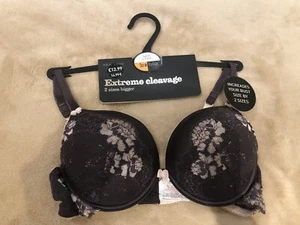 New Look Wired Bra Grey Two Tone Sateen Lace Size 32B Extreme Christmas Gift - Picture 1 of 9
