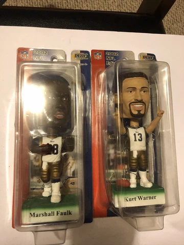 2 2002 Rams Marshall Faulk And Kurt Warner Bobbleheads New Cover
