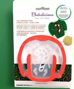 Bakelicious Ugly Christmas Sweater Silicone Stamp Cookie Cutter Red Candy Cane - Picture 1 of 4