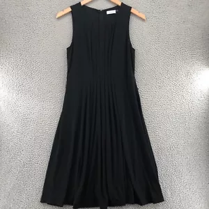 Abito Calvin Klein donna 6 nero aderente e svasato senza maniche pieghe ginocchio elasticizzato maglia - Foto 1 di 11