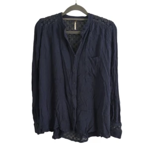 Free People Blue Shirt Womens XS Oversized Button Up Gauze Rayon Cotton Top - Picture 1 of 5
