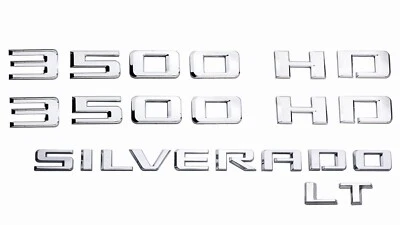Juego para Silverado 3500HD LT 2019-23 emblema placa letra plateada Foto 1 de 4