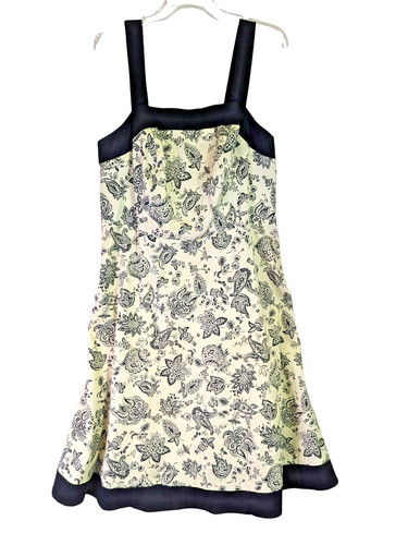 OFF WHITE Abito donna Madison Leigh taglia 18W stampa paisley vita impero bianco sporco nero