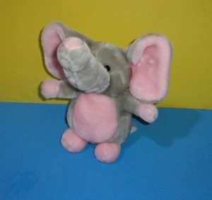 10 Zoll Fiesta grau rosa Elefant Plüschtier American Wego grau Stofftier mit Etikett - Bild 1 von 4