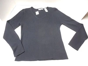 New Womens Size L Crazy Horse Liz Claiborne Black V-Neck Sweater - Picture 1 of 3