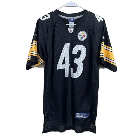 Reebok NFL Troy Palamalu Steelers Jersey Men's XL Black Gold 43 Onfield Official Cover