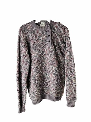 Nuevo de Lote Antiguo Suéter De Colección Años 80 Para Mujer Grande Lana Moteado Tejido Botón Italia Indie Prep Foto 1 de 4