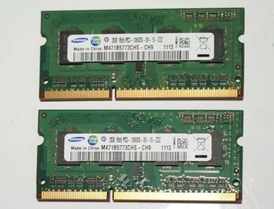 Samsung 2x2GB 1Rx8 PC3-10600S-09-11-B2 Laptop Memory - Image 1 of 3