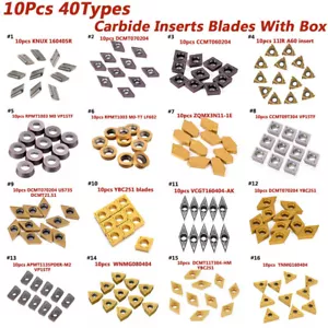 10pz 40 Tipi di Punte in Metallo Duro Inserti per Tornio Con Lama in Metallo Box - Bild 1 von 64