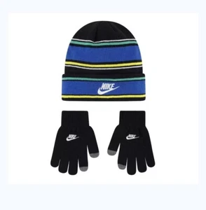 Nike Boys' Beanie & Hand Gloves 2 Piece Set BlkGre Size 8/20 New - Picture 1 of 1