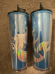 Starbucks Holiday Color Changing Mermaid Venti Cold Cup Tumbler 24 oz Lot of 2! - Picture 1 of 1