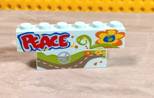 LEGO Road Peace Signs Flower Power Bricks 1x6 2x4 PRINTED Colorful Light Aqua - Picture 1 of 2
