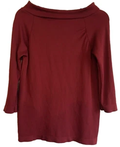 Rouge Collection Burgundy 3/4 Sleeve Off Shoulder Causal Dress Women Top Size M - Picture 1 of 3