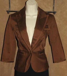 Victoria's Secret BODY - Dark Chocolate Brown - Satiny Cotton Blazer sz 4 *NEW - Picture 1 of 1