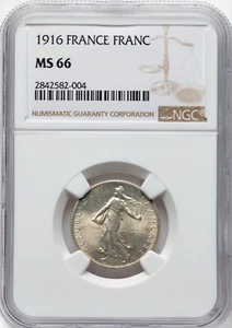 France - Republic 1916 Franc - NGC MS66 - GORGEOUS MARK FREE GEM! - Picture 1 of 2