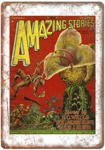 1927 Pulp Cover Amazing Stories v02 n06 Retro Look Reproduction Metal Sign J997 - Picture 1 of 2