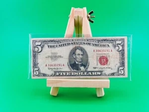 1963 Five Dollar Bill Red Seal Note Ungraded: VG - Fine - Picture 1 of 4