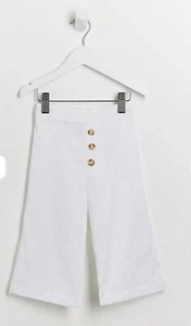 BNWT River Island MINI GIRLS WHITE BRODERIE WIDE LEG TROUSERSSize 12 - 18 Months - Picture 1 of 4