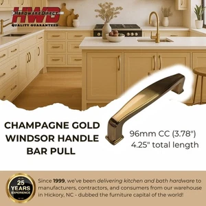Champagne Gold Bronze Cabinet Pull *Windsor Style* Kitchen Bath Handle Knob - Picture 1 of 7