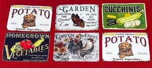 Menge 6 Metall Werbung Hof/Terrasse Schilder, Gemüse & Garten Thema 8x12" - Bild 1 von 8