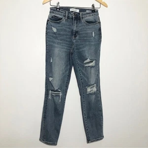 Pantalones de mezclilla Judy Blue para mujer 26 Lillian tiro alto ajustados calce recto desgastados  - Imagen 1 de 16