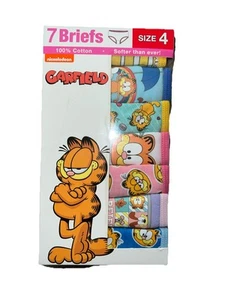Garfield Cotton Girls Briefs (7 Pairs) Size 4 100% Cotton Nickeloden - Picture 1 of 2