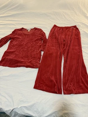 Pantalones Medianos Grandes Rojo 168 Vintage Años 80 Sonia Rykiel Terciopelo Terciopelo 2 Piezas Foto 1 de 4