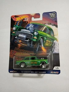 2018 Hot Wheels Premium Drag Strip Demons '55 Chevy Bel Air Gasser W/Real Riders - Picture 1 of 2