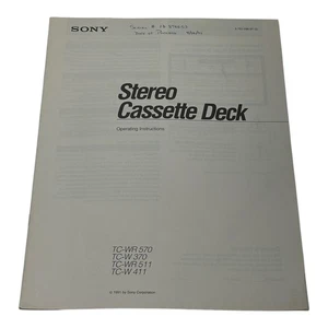 SONY Stereo Cassette Desk Operating Instructions TC-WR570, TC-W370 , WR511, W411 - Picture 1 of 5