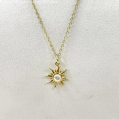 Collar colgante en forma de sol Inspirado por ti Vermeil madreperla, 1,89 g 18" Foto 1 de 4