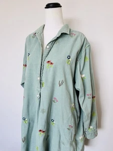MANDALAY DESIGNS Size XL Emma Strauss Herb Garden Embroidered Cord Shirt Dress - Picture 1 of 14
