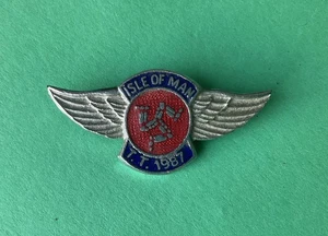 Vintage isle of man badge 1987 Motorcycle Club Racing TT Manx Winged Emblem - Picture 1 of 4