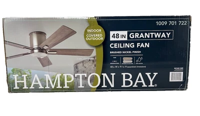 Hampton Bay Grantway 48 in. Indoor/Covered Outdoor Brushed Nickel Ceiling Fan - Image 1 of 4