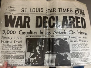 St. Louis Star-Times War Declared Reissue Newspaper WWII Pearl Harbor - Picture 1 of 2