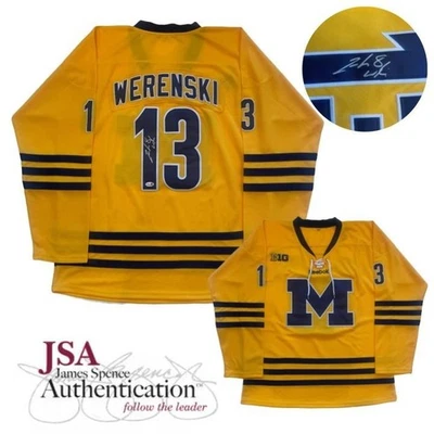 Camiseta firmada por Zach Werenski de la Universidad de Michigan certificado de autenticidad JSA autografiada Foto 1 de 4