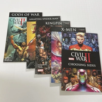 LOTE DE 5 de la Segunda Guerra Civil: Elegir lados; X-Men; Kingpin; Spiderman; Dioses (Marvel)-TPB Foto 1 de 4