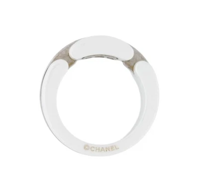 CHANEL  Ceramic  & 18k White Gold Band Ring - Size 5 - Image 1 of 4