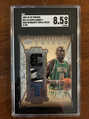 Kevin Garnett /50 SGC 8.5 2008-09 UD Premier Triple Patch Rare Remnants SP - Image 1 of 2