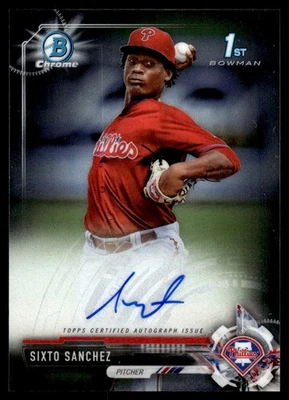 2017 Bowman Chrome Prospect Autographs Sixto Sanchez Auto Philadelphia Phillies - Image 1 of 2