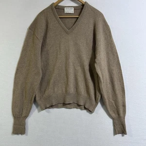 Vintage Lord Jeff Pullover Herren L hellbraun Wollmischung V-Ausschnitt Langarm hergestellt in den USA Hipster - Bild 1 von 7