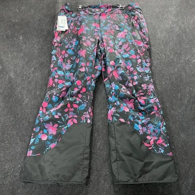 Calça de esqui feminina ULLA POPKEN Flower Tendrils impermeável tamanho 18 preta - Imagem 1 de 4