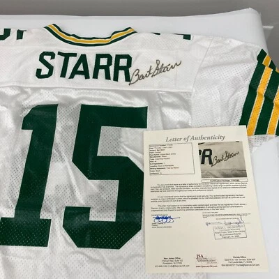 Camiseta deportiva firmada por Bart Starr auténtica modelo de juego de los Green Bay Packers Wilson certificado de autenticidad JSA Foto 1 de 4