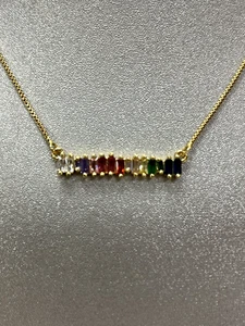 Collana Gemma Arcobaleno Colore Oro Pride Multicocolore - Foto 1 di 3